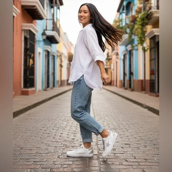 Vintage Havana Cream Sneakers with Silver Accents - Picture 11 of 11